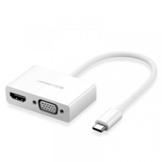 Перехідник-Конвертер USB Type C to HDMI + VGA MM123 UGREEN Білий (30843)