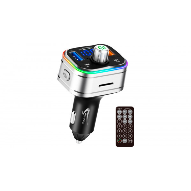 Автомобільний FM-трансміттер Aspiring Wave 2 LED/Bluetooth/MicroSD/DSP/QC3.0/Пульт ДК (86ASTR21PB2)
