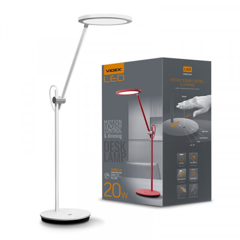 LED лампа настільна VIDEX VL-TF15W 20W 4100K 220V біла (26905 )