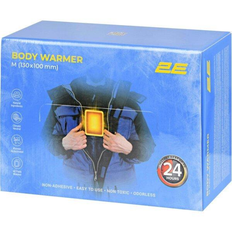 Сольова термохімічна грілка для тіла 2E розмір M (130x100мм), неклейка, до 24 годин – 40 шт (2E-BWNA24M-DB) Сольова термохімічна грілка для тіла 2E розмір M (130x100мм), неклейка, до 24 годин – 40 шт (2E-BWNA24M-DB)
