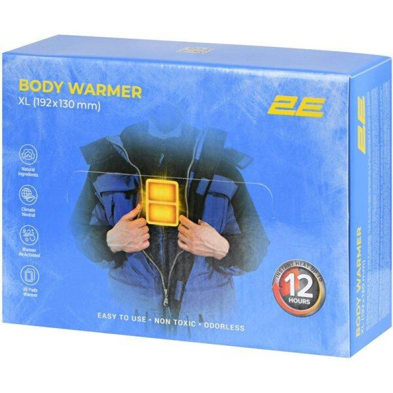 Сольова термохімічна грілка для тіла 2E розмір XL (192x130мм), клейка, до 12 годин – 20 шт (2E-BW12XL-DB) Сольова термохімічна грілка для тіла 2E розмір XL (192x130мм), клейка, до 12 годин – 20 шт (2E-BW12XL-DB)