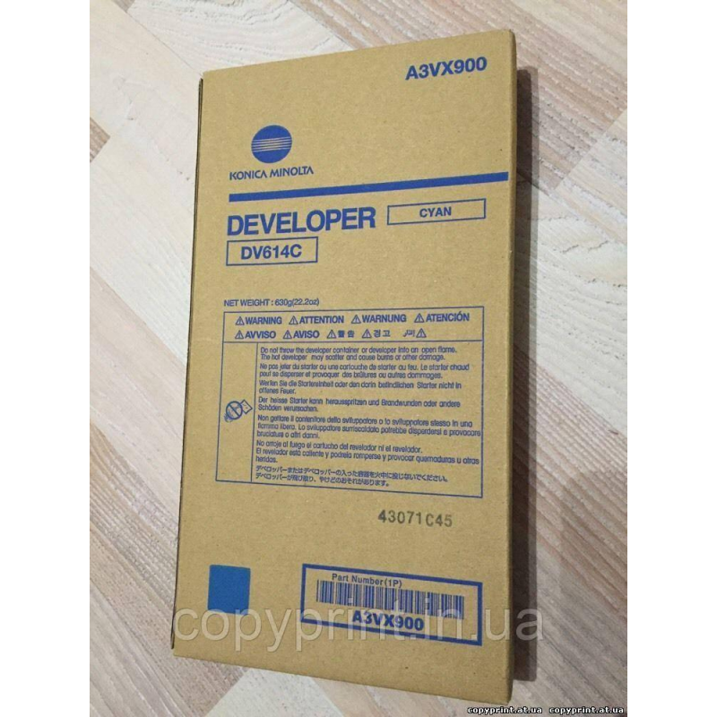 Девелопер Konica Minolta DV-614C блакитний Cyan для bizhub PRESS C1060/C1060L/C1070 A3VX900 Ресурс: 1,2 млн.