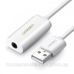 Звукова карта USB AUX jack, TRRS (Mic & Ear), ALC4042 Ugreen Біла US206 (30712)