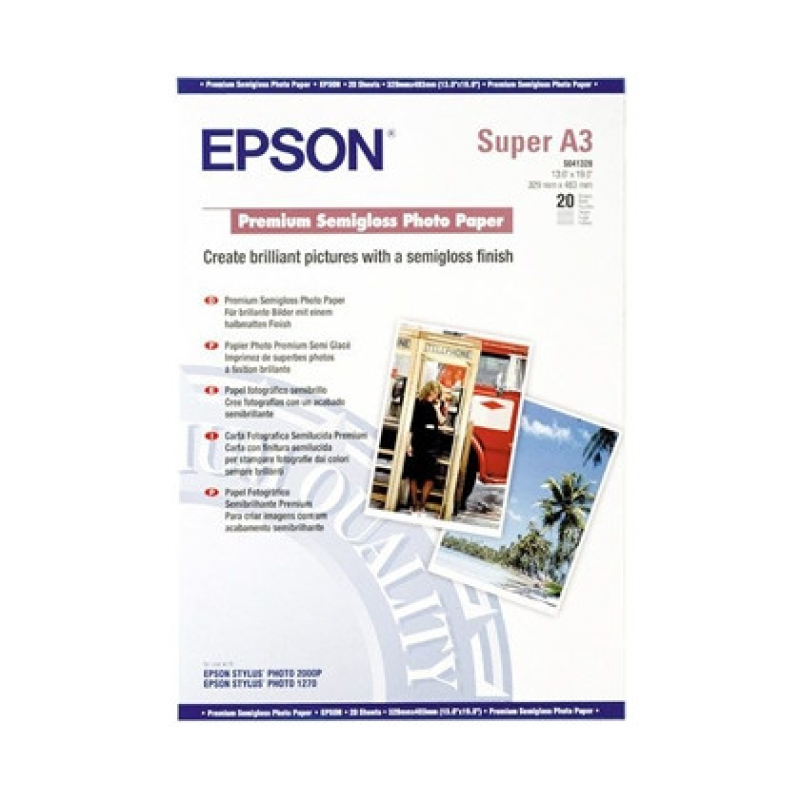 Epson Premium Semigloss Photo Paper A3+, 20 л. (C13S041328)