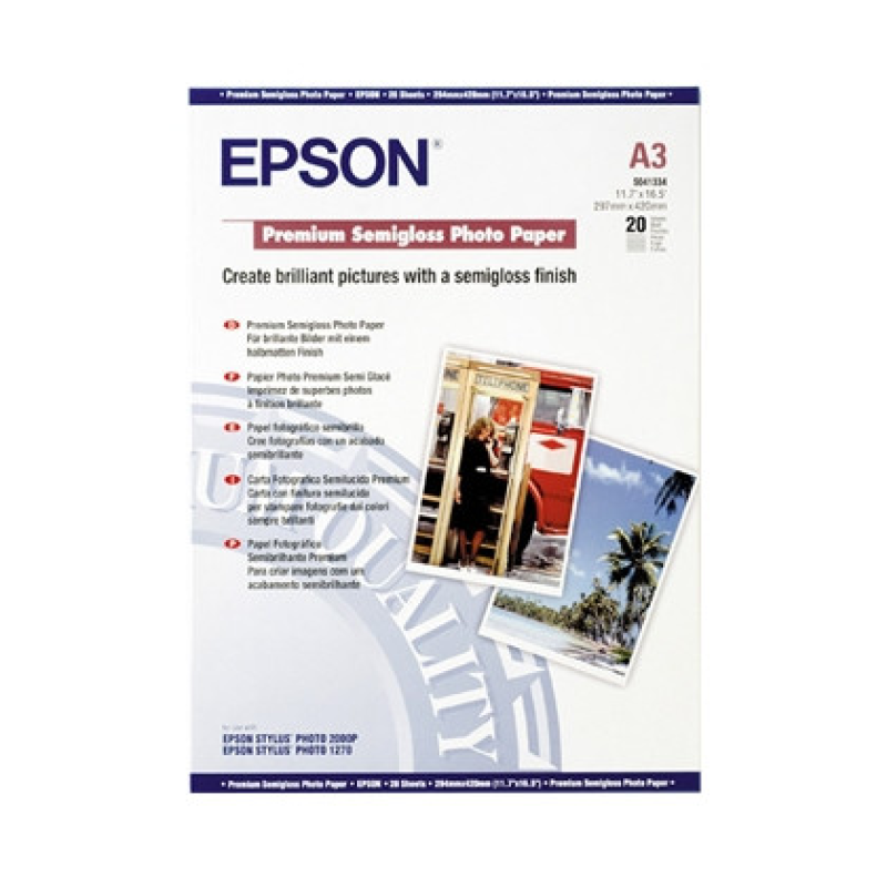 Epson Premium Semigloss Photo Paper A3, 20 л. (C13S041334)