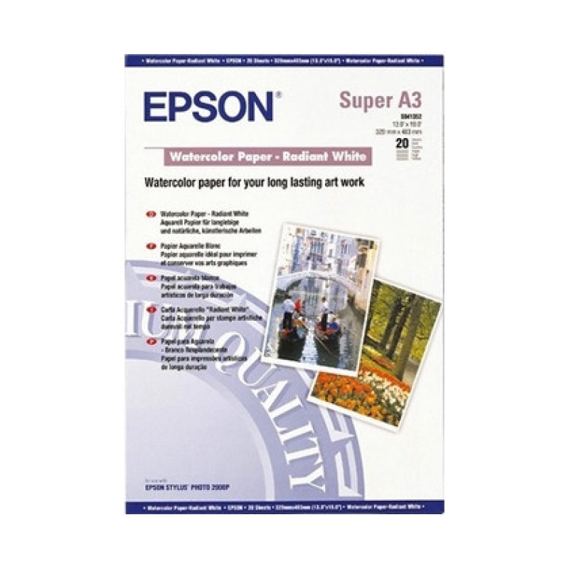 Epson Watercolor Paper-Radiant White A3+, 20 л. (C13S041352)
