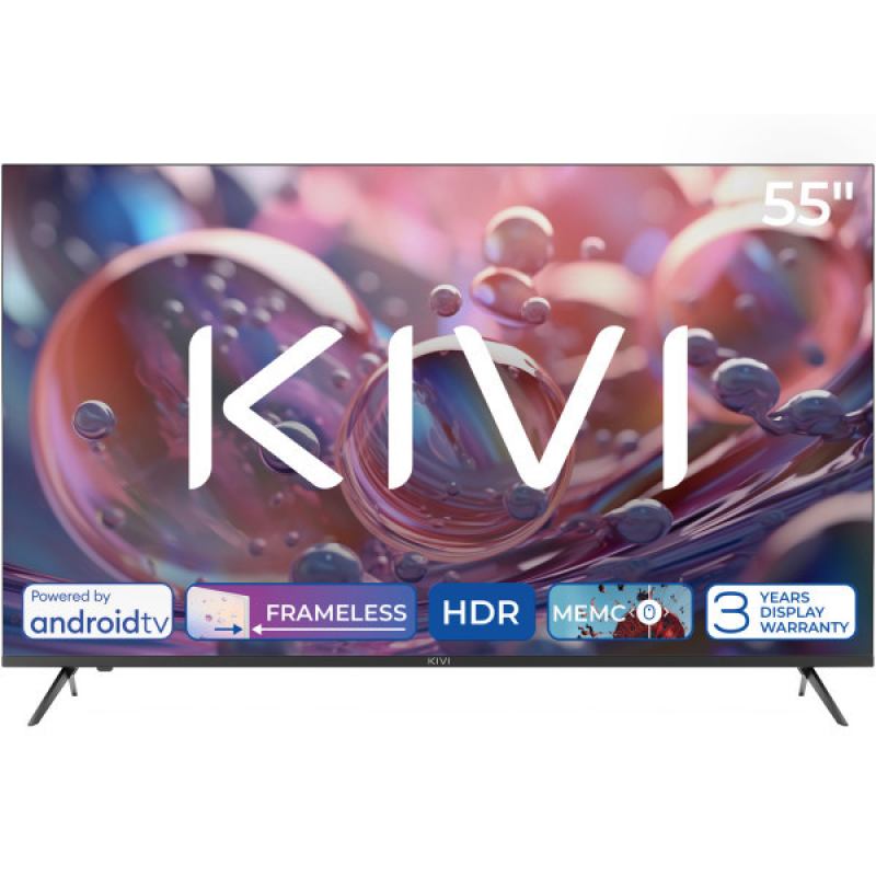 Телевізор  TV 55 Kivi 55U760QB UHD/DLED/T2/Android 11/2 x 12W/HDMI/Wi-Fi/VESA 200x200 M6/Black (55U760QB)