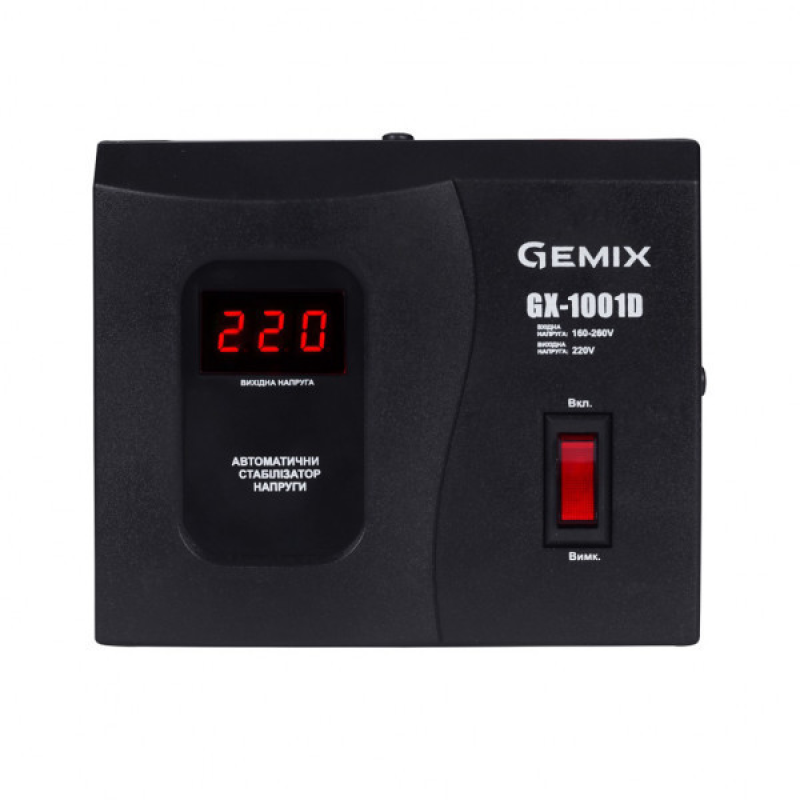 Стабілізатор напруги Gemix GMX-1001D, 700Вт, релейний, стрілочний (GX-1001D)