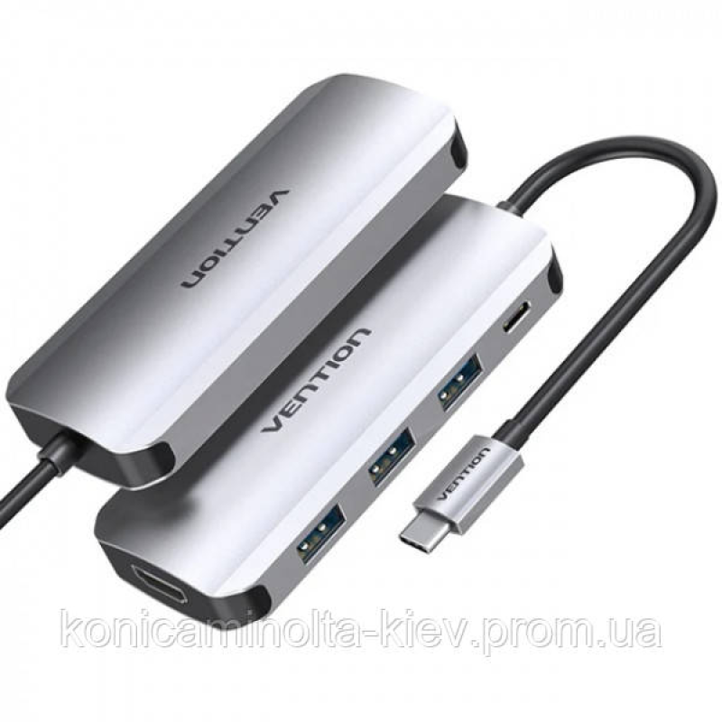 Док-станція USB3.1 Type-C --> HDM/USB 3.0х3//PD 100W 5-in-1 Vention