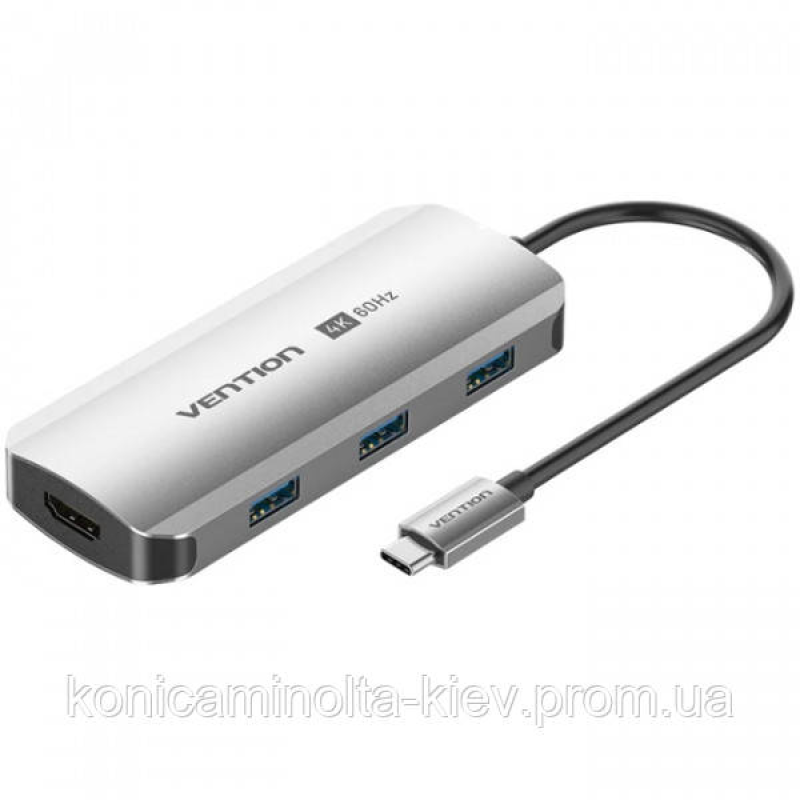 Док-станція USB3.1 Type-C --> HDMI 60Hz/USB 3.0x3/PD 100W 5-in-1 Vention Док-станція USB3.1 Type-C --> HDMI 60Hz/USB 3.0x3/PD 100W 5-in-1 Vention