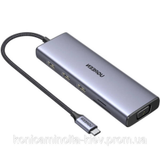 Док-станція USB3.1 Type-C --> HDMI 60Hz/VGA/USB 3.0х3/RJ45/SD/TF/PD 100W 9-in-1 CM498 Ugreen