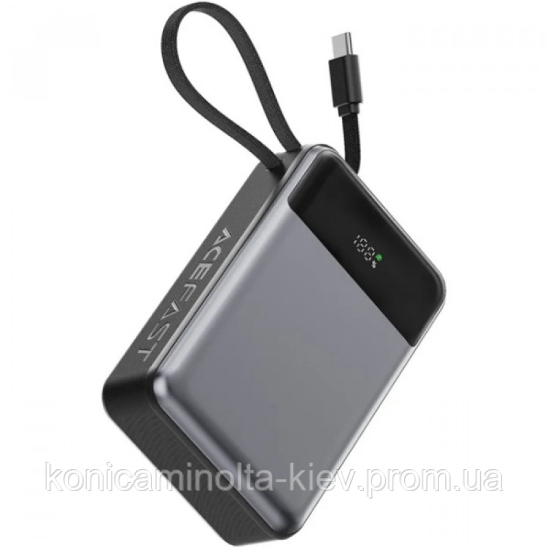 УМБ Acefast 20000mAh 65W PD,QC3.0 USB-A+USB-C In/Out,built-in cable M21 Black-Gray