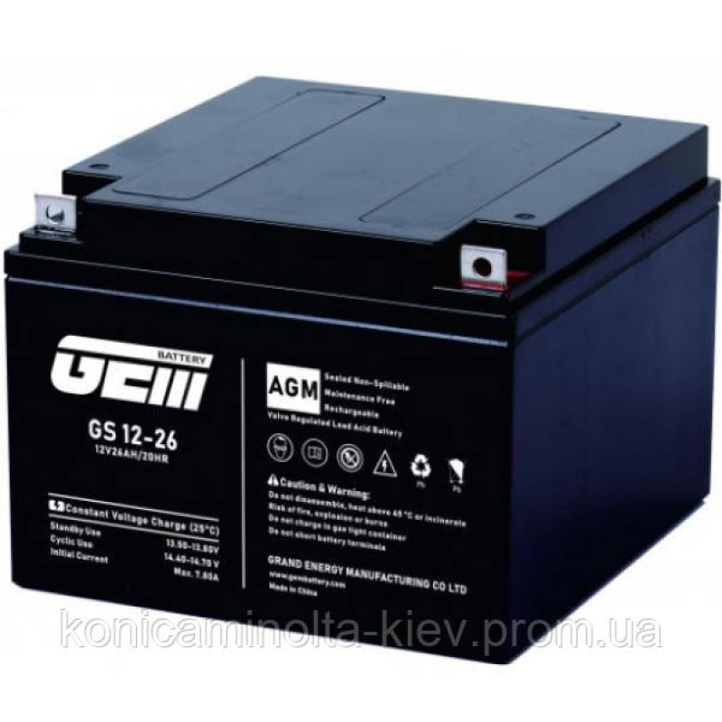Акумуляторна батарея GEM Battery 12V-26Ah, AGM, R1, (GS 12-26)
