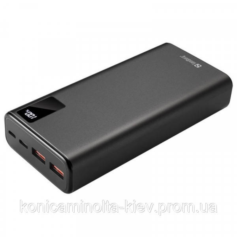 УМБ Sandberg 20000mAh 20W 3A PD,QC3.0, 2xUSB, Type-C OUT,PowerThru, метал. корпус Black