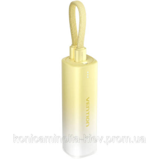 УМБ Vention 5000mAh 20W PD, USB-C In/Out, Lightning In/Out, with cable, Gradient Yellow