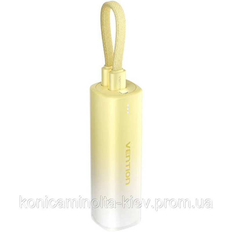 УМБ Vention 5000mAh 20W PD, USB-C In/Out, Lightning In/Out, with cable, Gradient Yellow