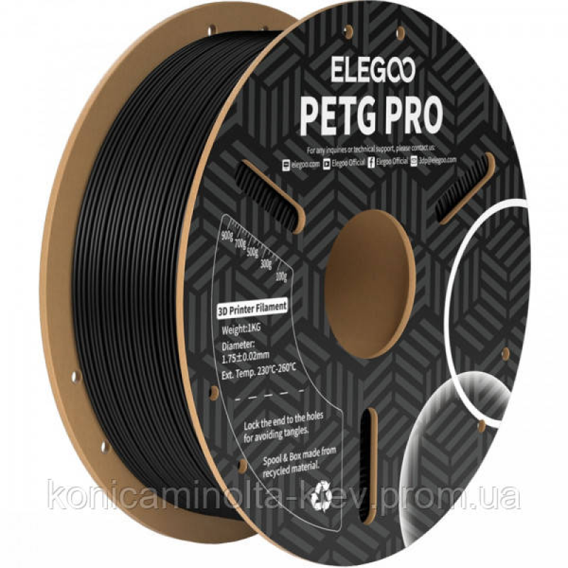 Пластик (Filament) ELEGOO PETG PRO 1кг, 1.75мм, чорний