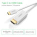 Кабель-Перехідник USB Type C to HDMI Cable Male to Male ABS Case 1.5m UGREEN MM121 Білий (30841)